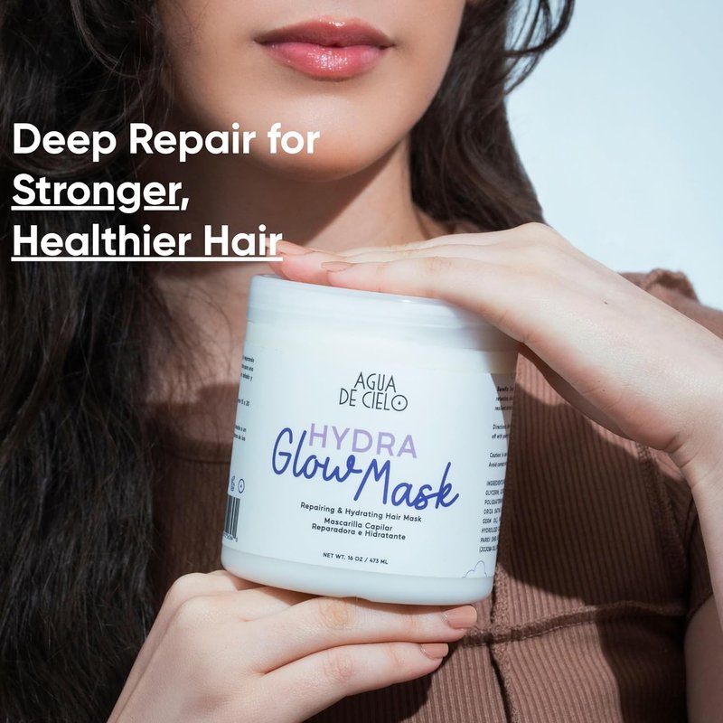 Hydra Glow Mask - Intensive Deep Conditioning Hair Treatment for Dry, Damaged Hair | Strengthens, Hydrates & Reduces Frizz - 16 Oz