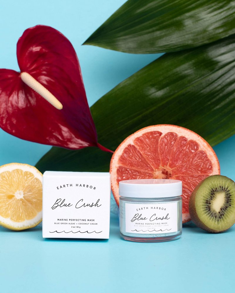 Earth Harbor | BLUE CRUSH Marine Perfecting Mask | Natural & Nontoxic | Organic Blue Green Algae, Coconut Cream & Indigo | Exfoliates & Nourishes | 2 oz