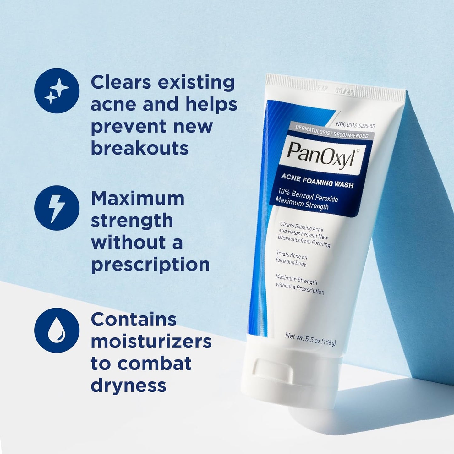 NYX Bare With Me Concealer Serum - Lightweight Hydrating Formula | PanOxyl 10% Benzoyl Peroxide Acne Face Wash 5.5oz