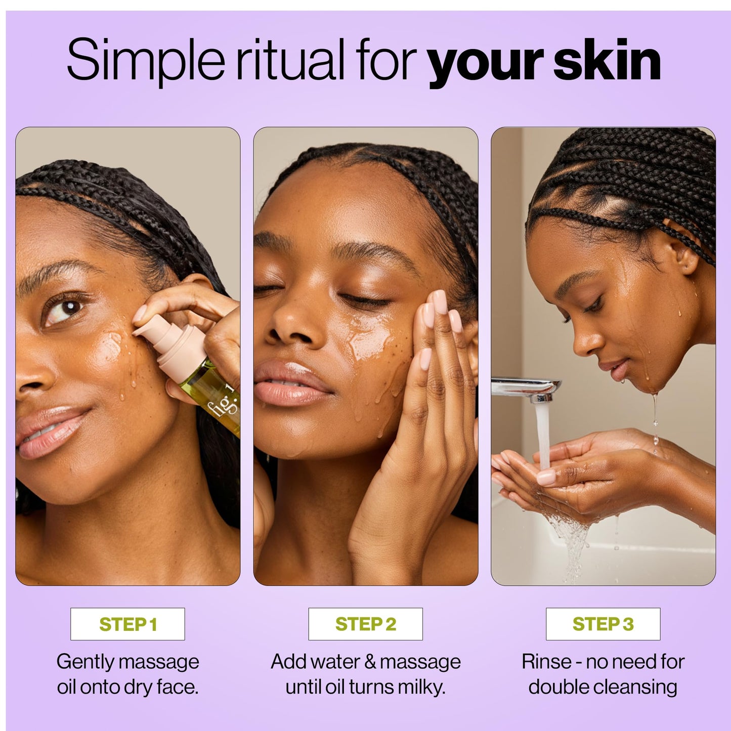 Fig.1 Micellar Oil Cleanser for Face - Makeup Remover Cleansing oil, Facial Cleanser - Squalane & Grapeseed Oil Formula, Cleanse without Clogging Pores, Acne-Prone Facial Skincare, Refillable 3.4 Oz