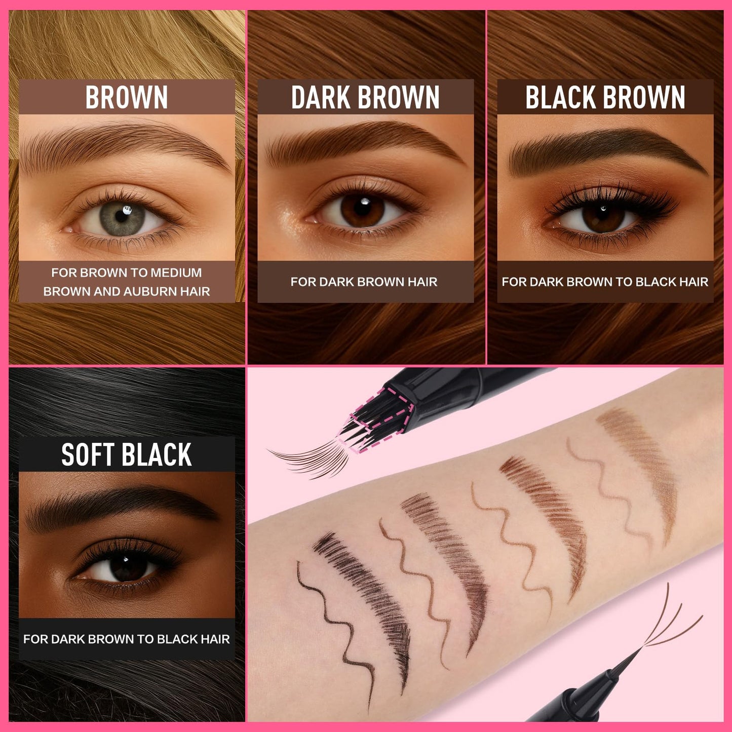 SUSIKEKI Dual Ended Microblading Eyebrow Pen - 2 in 1 Liquid Eyebrow Pencil with Brow-Fection Angled Brush & Precise Detail Brush-Tip, Shapes & Fills Natural Looking Brows, Lasts All-Day, Soft Black