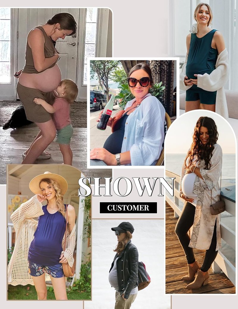 Ekouaer Maternity Nursing Pajama Set - Breastfeeding Sleeveless Top & Shorts with Pockets | Comfortable Pregnancy PJs