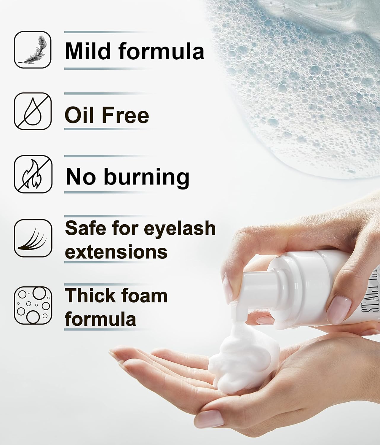 Eyelash Extension Shampoo & Foaming Cleanser | Biotin-Infused for Growth & Thickness - 3.38 fl. oz / 5 ml