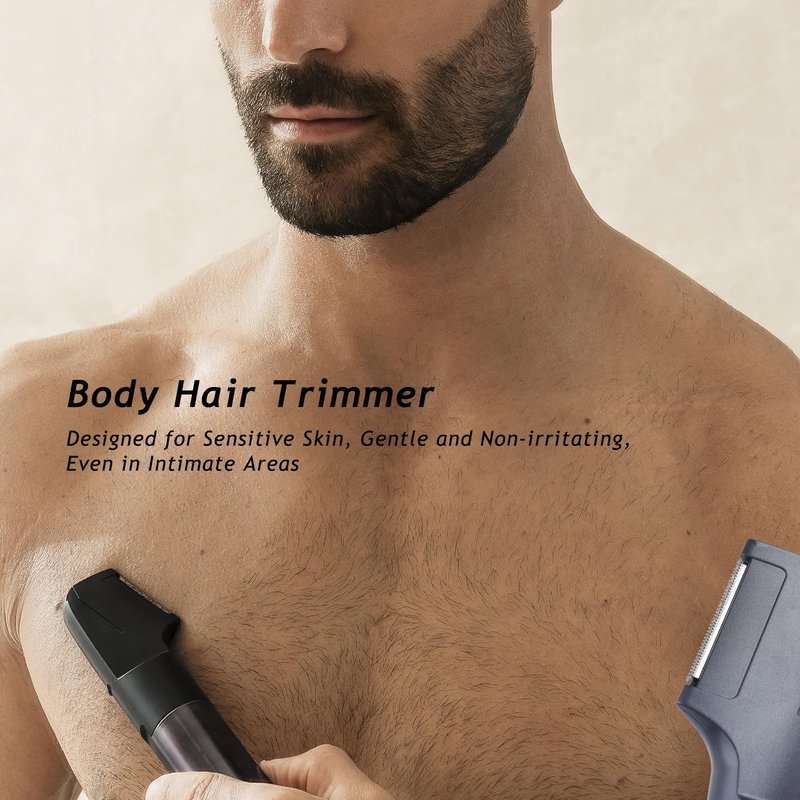 Beard Trimmer for Men, Professional 5-in-1 Hair Clippers with 20 Precision Dial Lengths, Electric Razors for Men IPX7 Waterproof Wet/Dry, USB-C Rechargeable Shaving Set with Dock for Face, Body, Nose