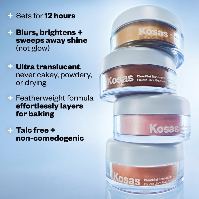 Kosas Cloud Set Loose Setting Powder – Talc-Free Translucent Face Powder for Oil Control, Ultra Sheer Peach