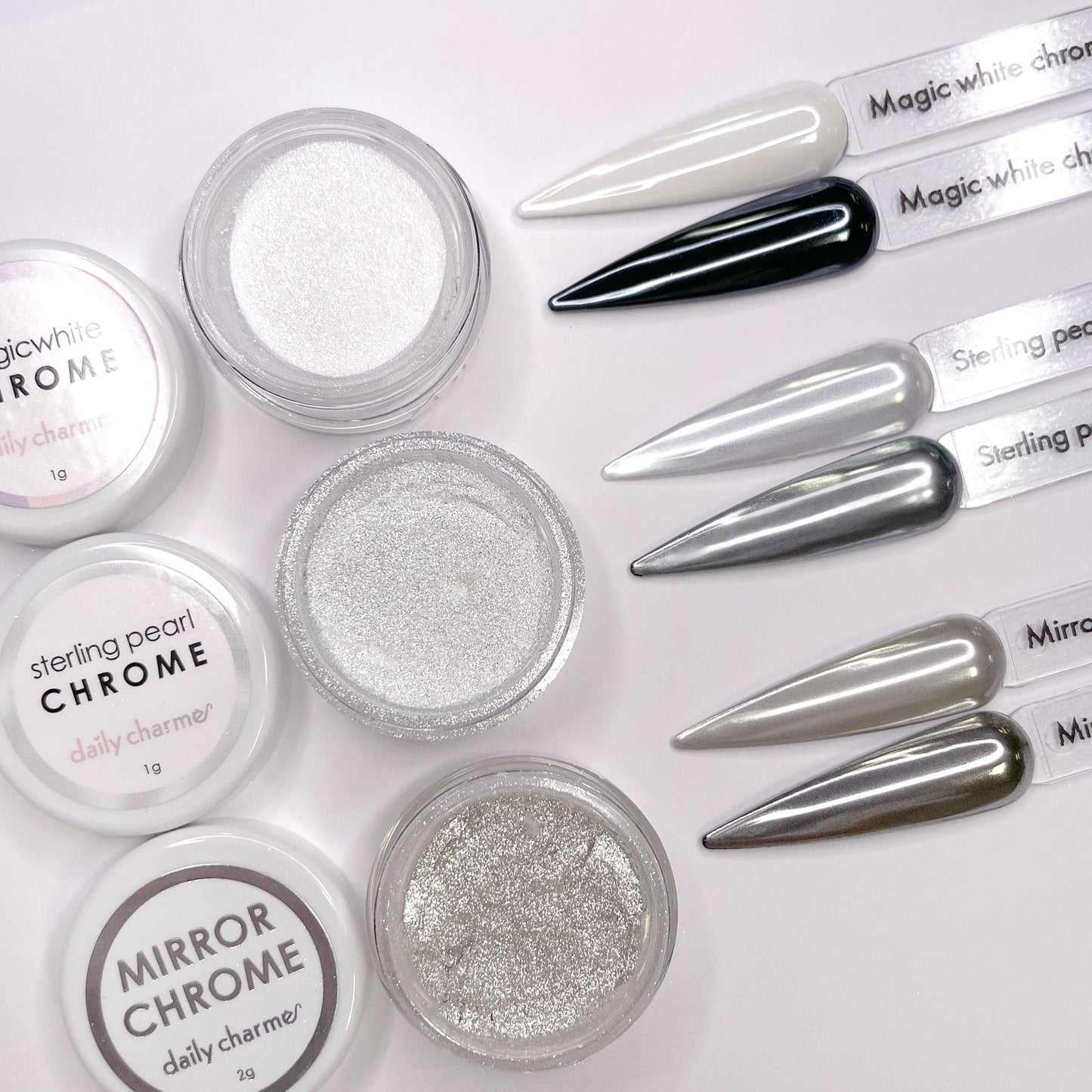 Daily Charme Chrome Effect No-Wipe Top Coat Gel Polish 15ml, High Gloss, Special Formula For Smooth Glazed Mirror Chrome Finish Long Lasting, Soak Off, Home DIY/Nail Art Salon Manicure
