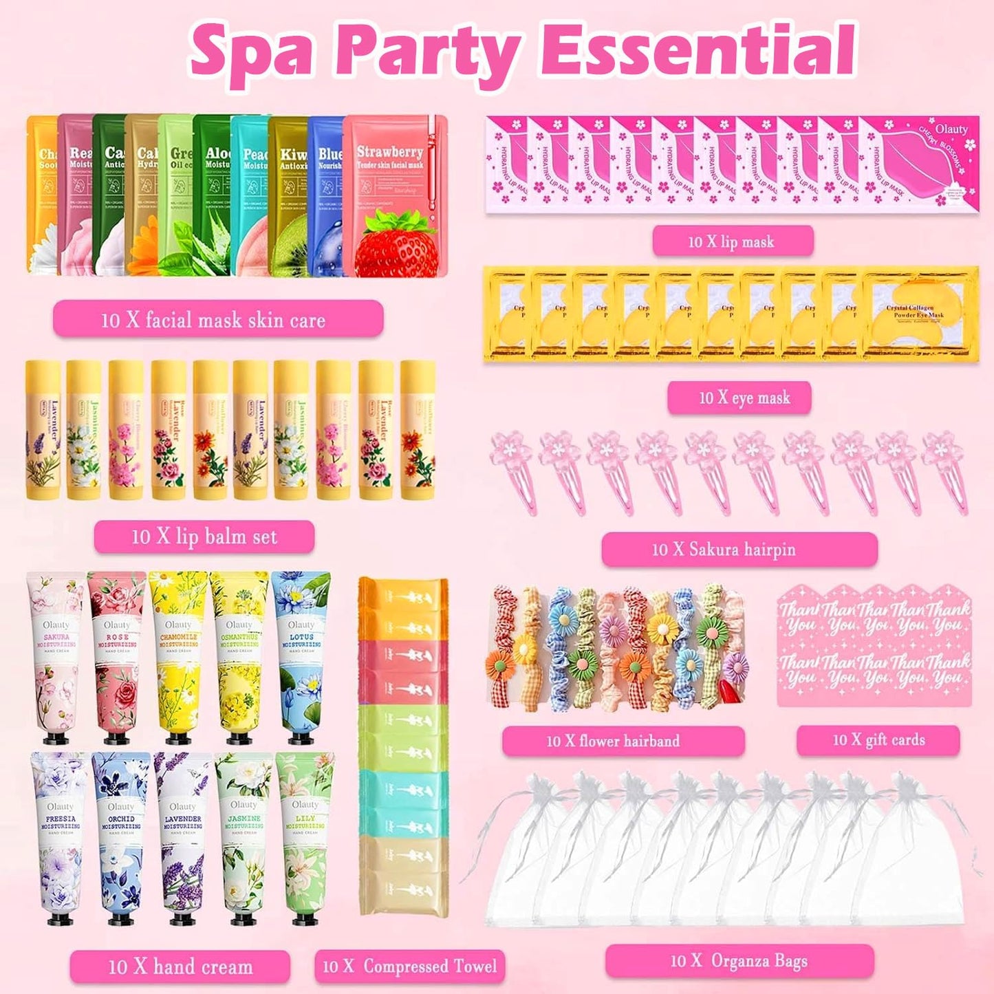 100 PCS Spa Skincare Set for Women,Spa Party Favors Supplies Include Face Masks,Eye Mask,Lip Balm,Hand Cream,Lip Mask,Bulk Gifts,Valentines Day Gifts For Her,Skincare