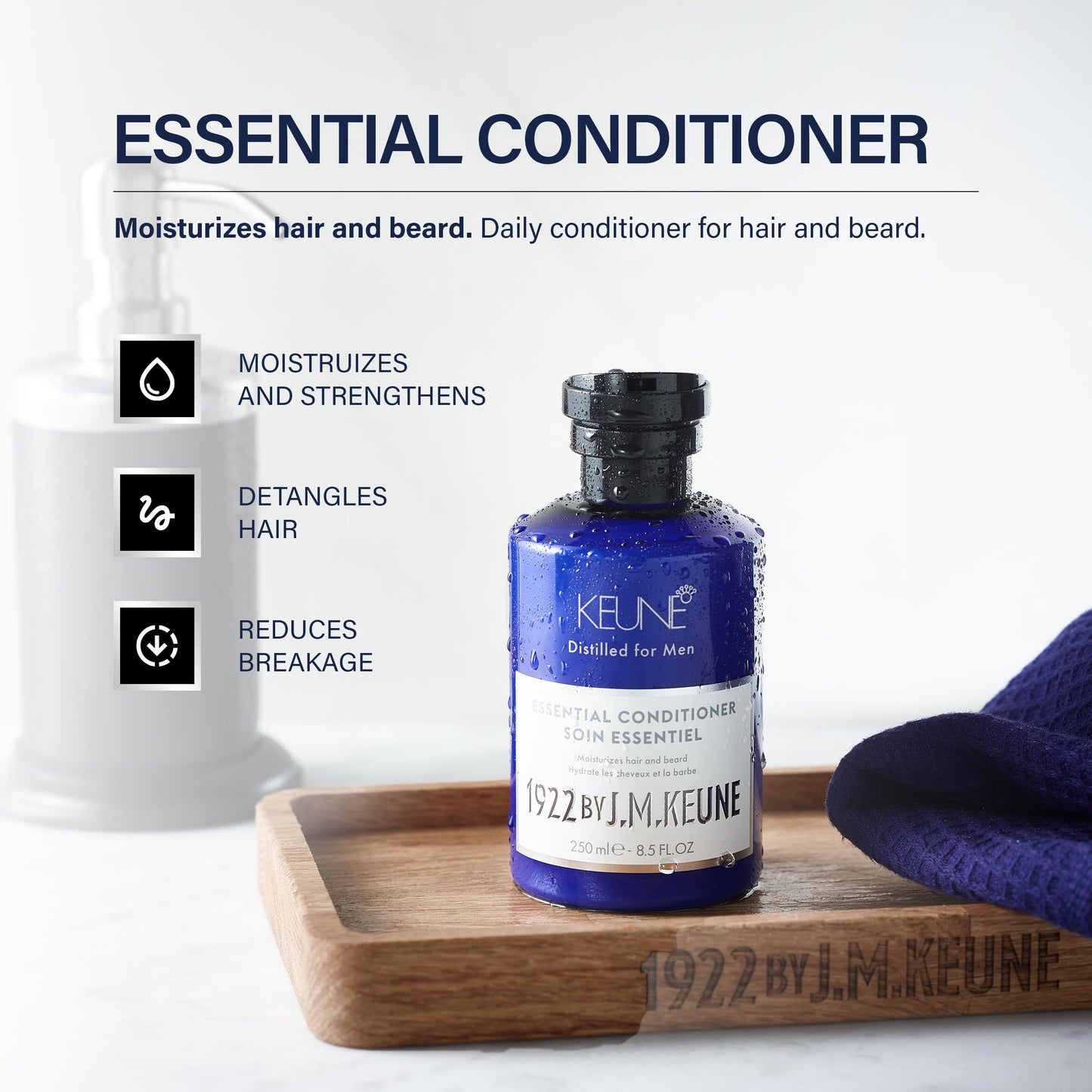 1922 by J.M. Keune Essential Conditioner, Moisturizing & Strengthening Conditioner for Men, 8.5 Fl Oz
