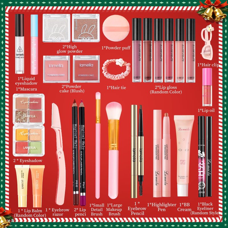 Makeup Advent Calendar 2025 Teen Girls Women, 24 Days Beauty Advent Calendar Christmas Countdown Make up Gift Set, 2025 Xmas Gift Surprise Box Calendar Makeup Set
