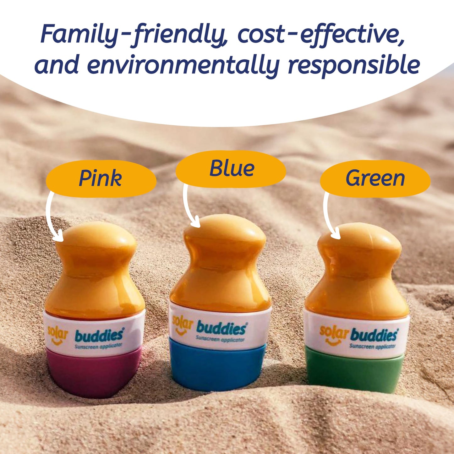 Solar Buddies Sunscreen Applicator – Green– Refillable Roll-on Sponge for Sunscreens & Lotions – For Kids, Adults & Families – Holds 3.4Fl Oz – Perfect for Travel