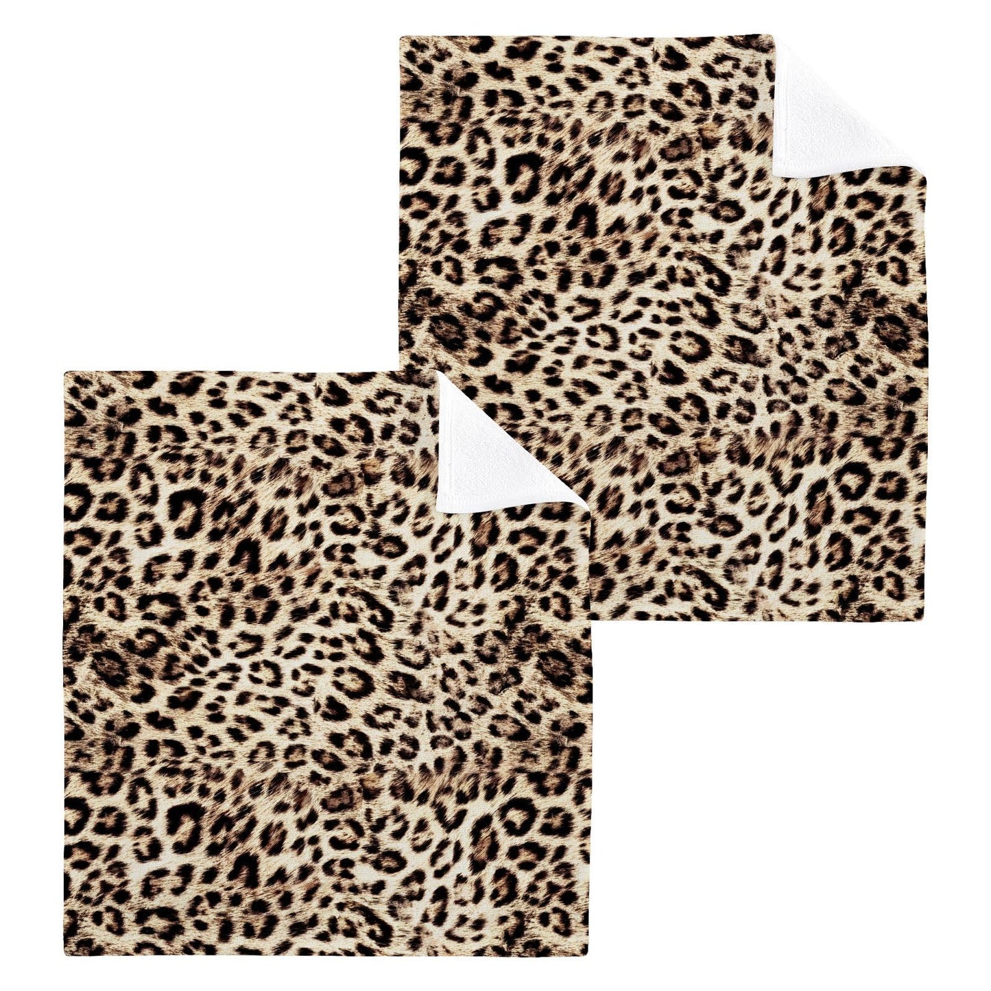 ALAZA Wash Cloth Set Animal Leopard Cheetah Print(20d1) - Pack of 6, Cotton Face Cloths, Highly Absorbent and Soft Feel Fingertip Towels