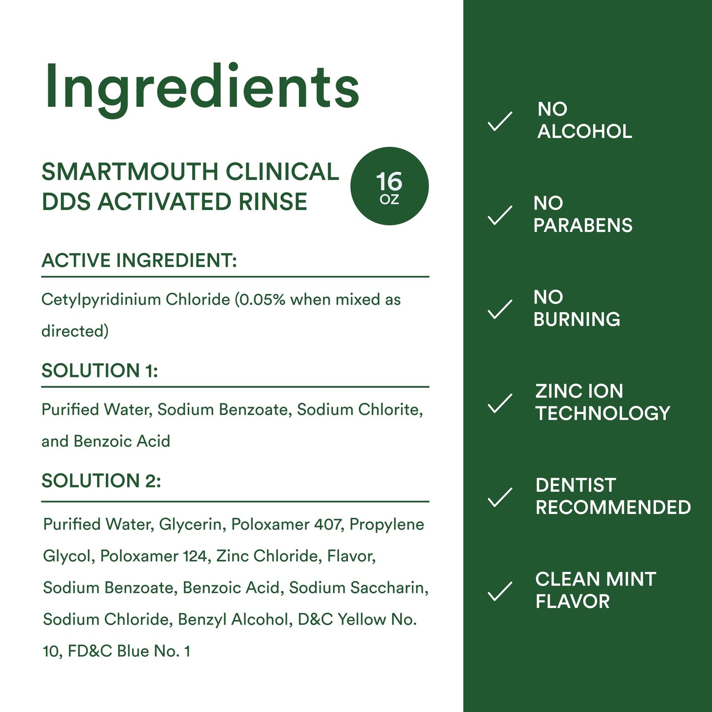 SmartMouth DDS Activated Clinical Mouthwash with Tongue Cleaner - for Fresh Breath - Clinical Strength Mouthwash for Gum Health, Gingivitis & More - Clean Mint Flavor, 16 fl oz (Pack of 2)