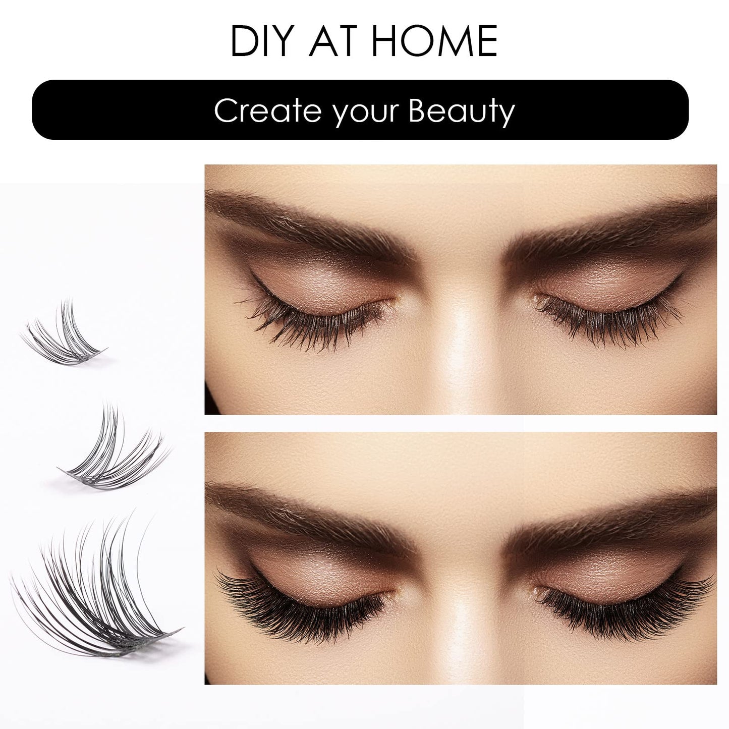 Lash Clusters 300pcs Manga Lash Extension Kit 10-18mm Cluster Eyelash Extensions Natural Lash Individual Lashes -M36-Natural
