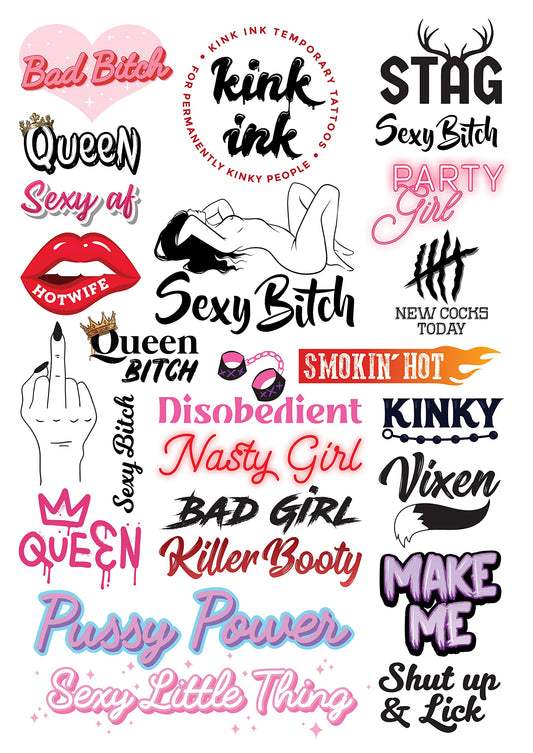 Kink Ink - 24 x Vixen Temporary Tattoo Sexy Naughty Kinky Sticker