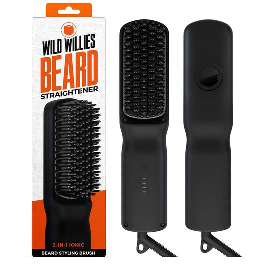 Beard Straightener for Men - Tourmaline Ceramic Heated Brush | 3 Temperature Settings, Ionic Technology, 400°F