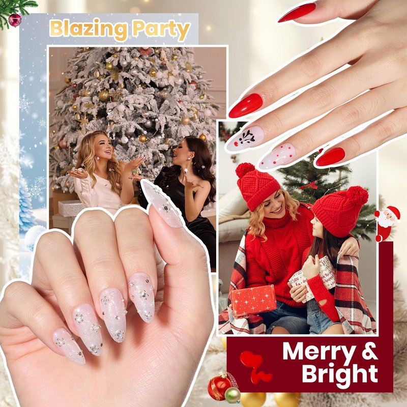 Beetles 80 Pcs Christmas Gel Nail Polish Kit with U V Light - 55 Color Gel Nail Kit Gifts for Women Soak Off Color Enchantment Winter Red Nails Art Home DIY Salon Beginners Manicure Set