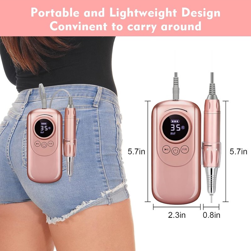 Professional Electric Nail Drill - 35000 RPM Cordless Nail File Kit with 11 Bits for Acrylic & Gel Nails | Portable Manicure & Pedicure Tool