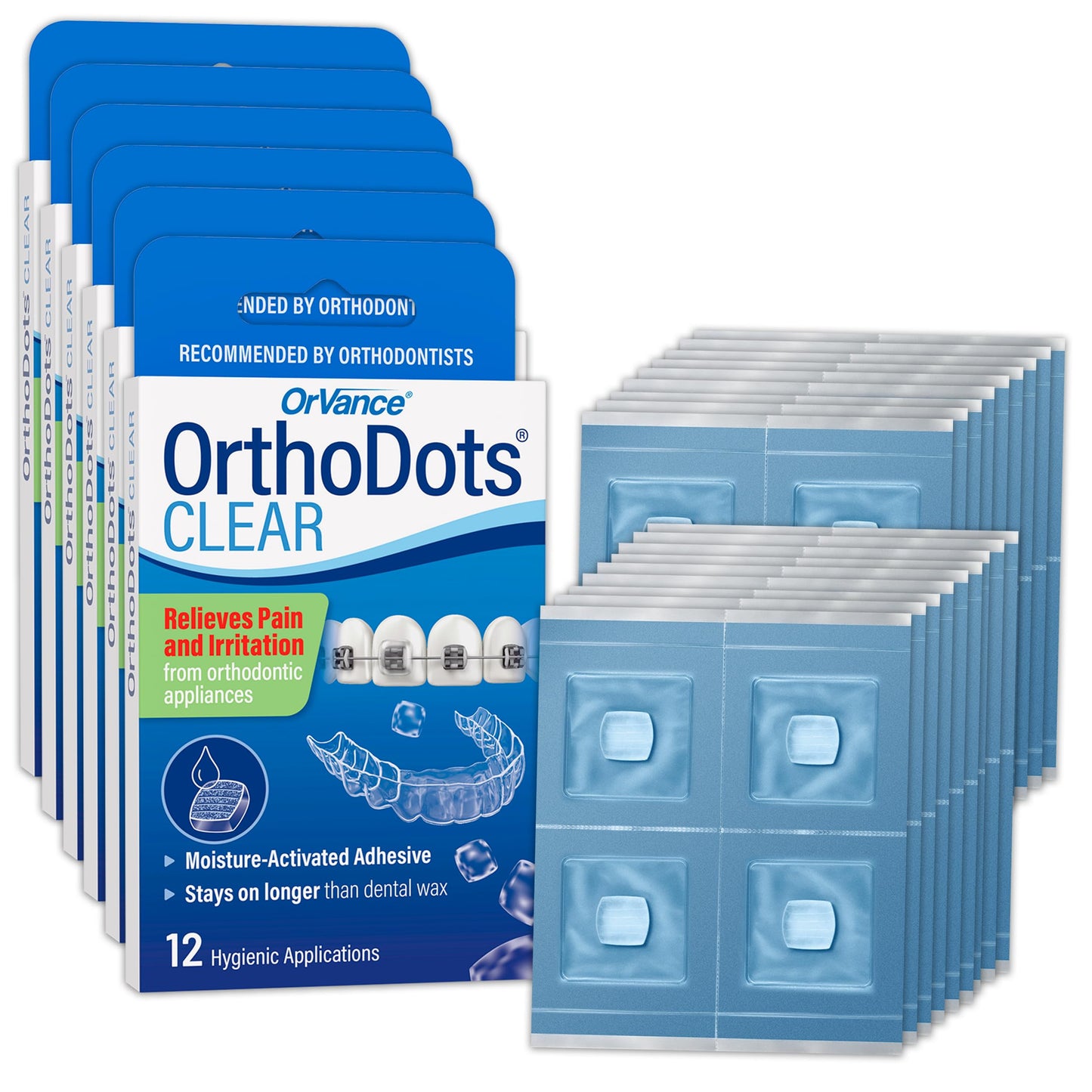ORVANCE Orthodontic Wax, Clear Moisture Activated Braces Wax Alternative for Pain Relief, 72 Count