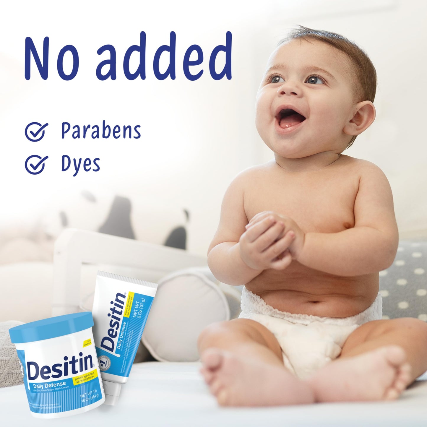Desitin Daily Defense Baby Diaper Rash Cream with 13% Zinc Oxide Barrier Cream to Treat, Relieve & Prevent Diaper Rash, Hypoallergenic, Dye-, Phthalate- & Paraben-Free, 4 oz, 6 Pack