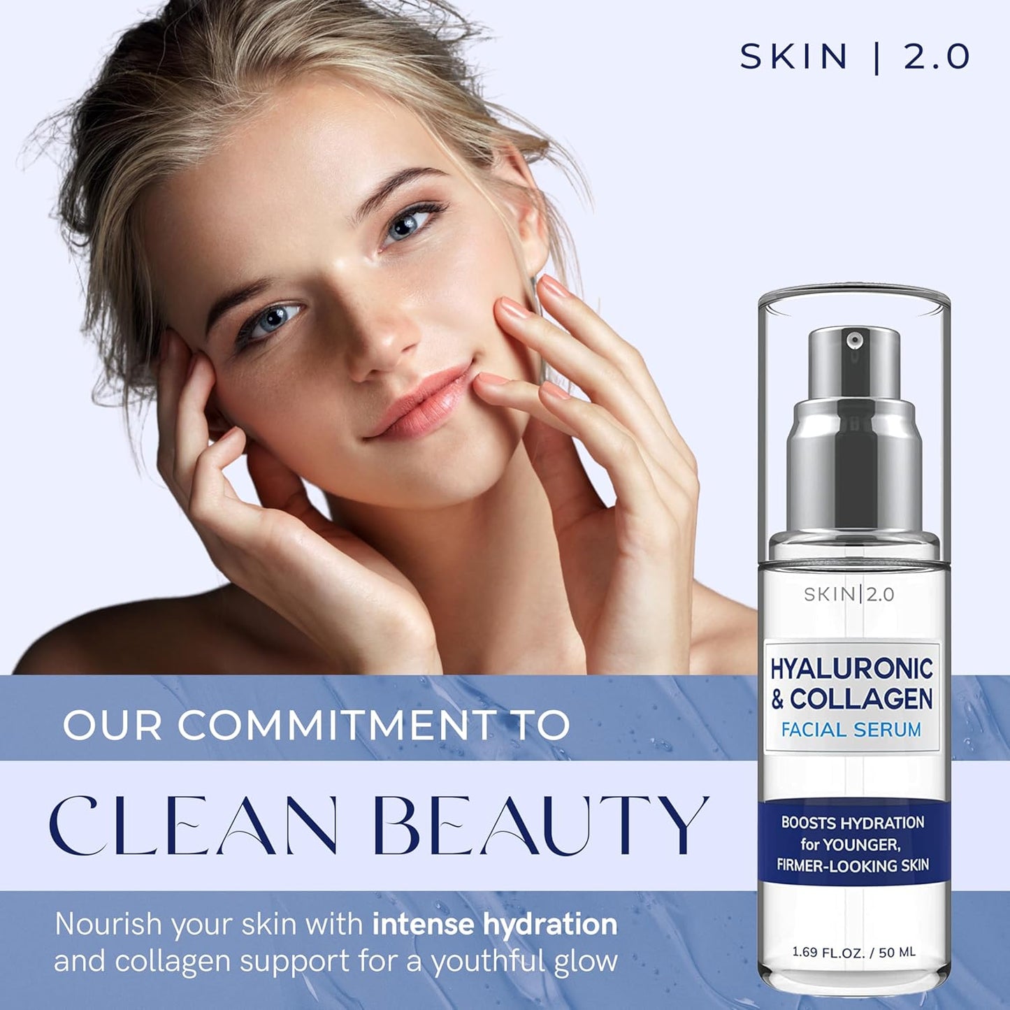 Hyaluronic Acid & Collagen Face Serum - Hydrating, Anti-Aging, Dermatologist Tested | 1.69 Fl Oz