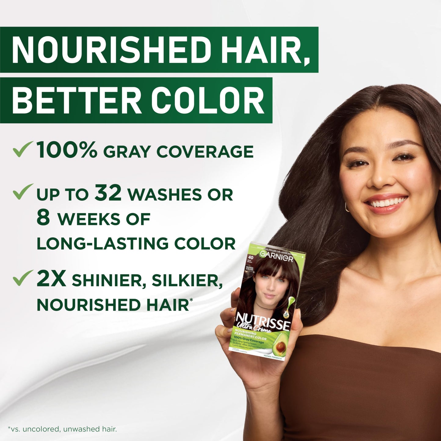 Garnier Nutrisse Ultra Crème Hair Color, Permanent Hair Dye with 100% Gray Coverage, Vegan & Cruelty-Free, 30 Darkest Brown (Sweet Cola), 1 Count