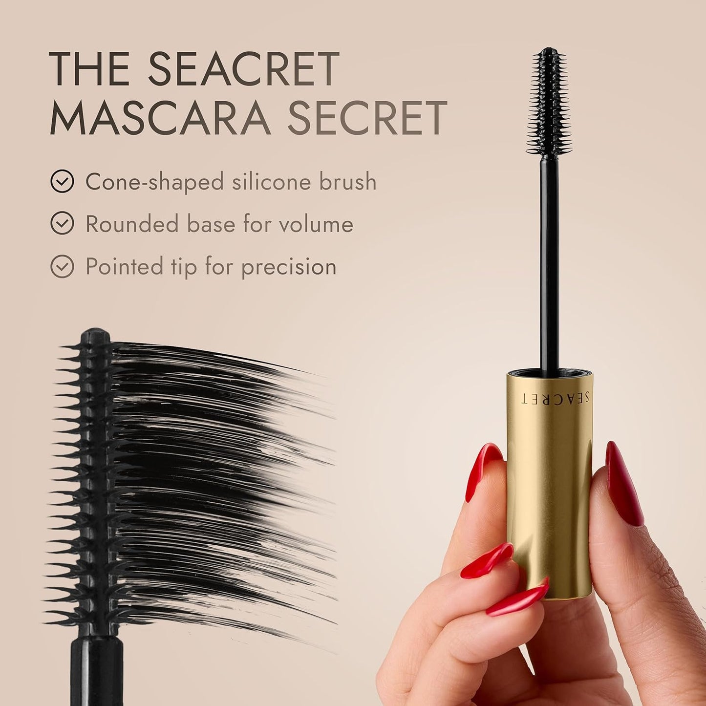 Non-Smudge Tubing Mascara - Flake-Free, Dead Sea Mineral Infused, Vegan Black, 0.28 Oz