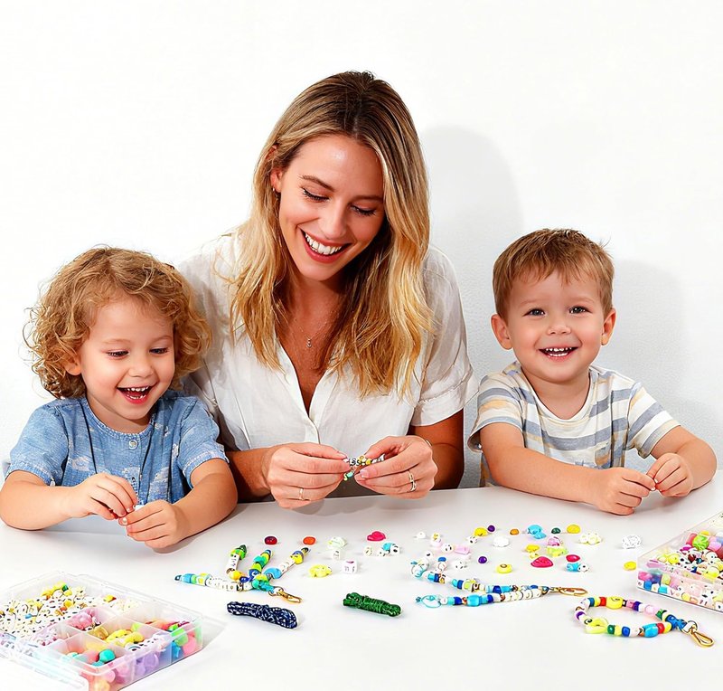 DIY Keychain Making Kit - 421Pcs Beaded Craft Supplies with Colorful Beads & Acrylic Charms | Personalized Name Gifts for Kids