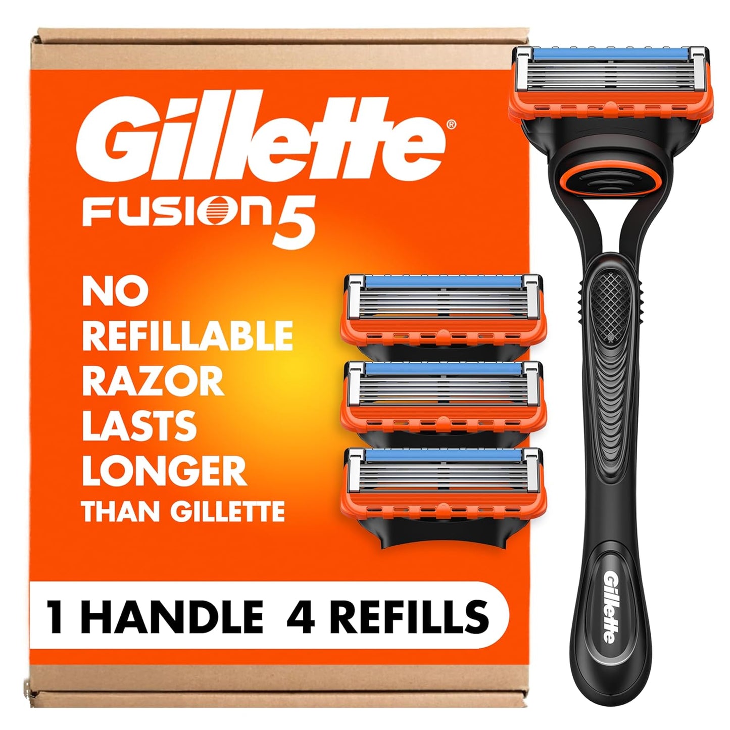 Gillette Fusion5 Razors for Men - 1 Razor & 4 Blade Refills | Lubrastrip for Comfort