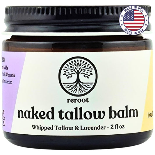 Beef Tallow for Skin | LAVENDER NAKED TALLOW BALM I 2 Ingredients - 100% Grass Fed Beef Tallow & Lavender | Whole Body & Face Whipped Tallow | Sensititve Dry Skin, Eczema, Psoriasis, Rosacea