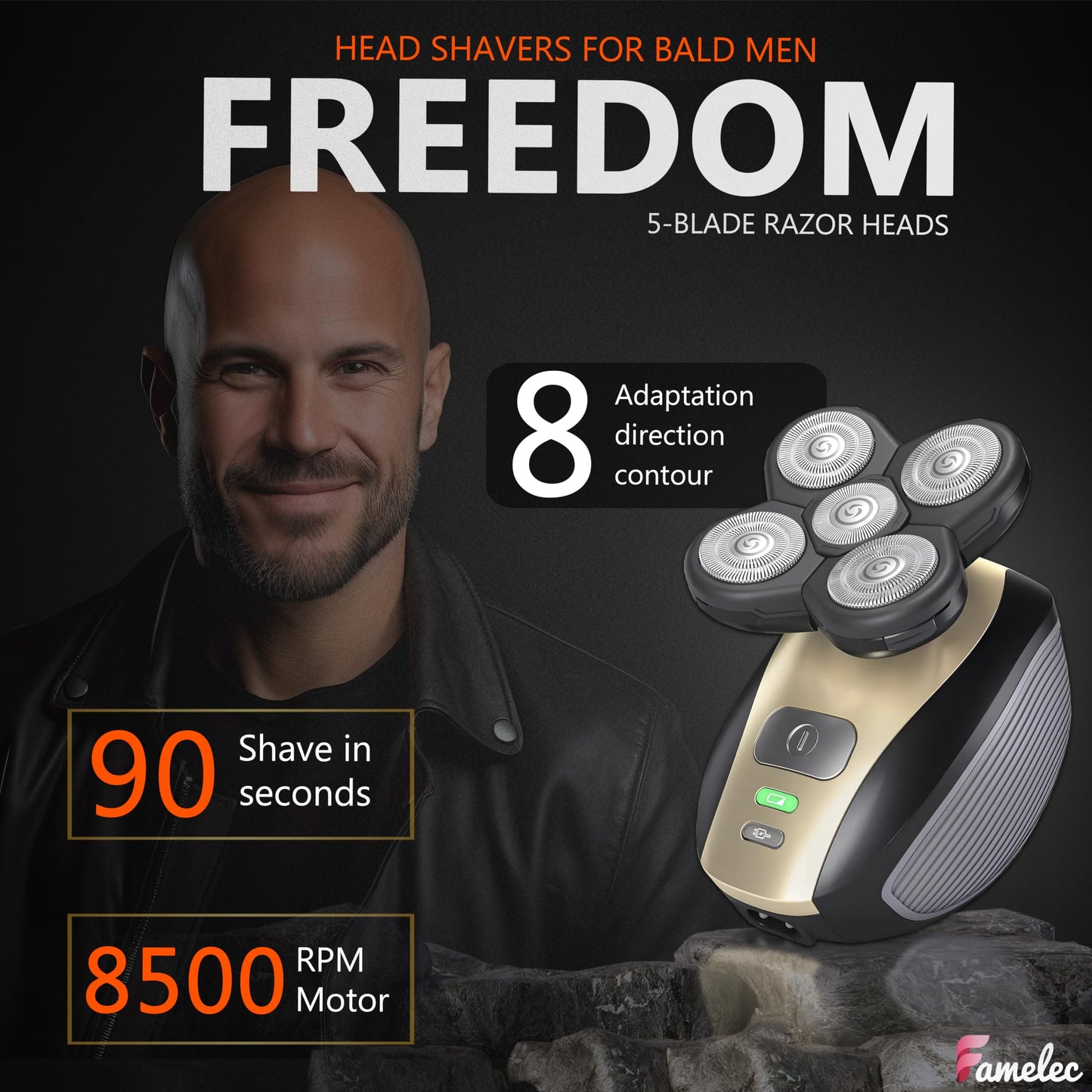 FAMELEC 3 Pack Freedom Shaver Heads Compatible with Freedom Grooming Replacement Blades for Bald Men Head Shaver Kit, Refills Waterproof Razor Kits Fit for Electric Razor Shaver Replacement Blades