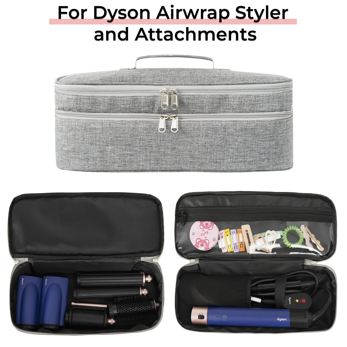 GREENESTA Hair Tools Travel Bag Compatible With Shark Flex Style Attachment, Shark Airwrap Flexstyle, Dyson Airwrap | Travel Case For Sharkflex Styler | (Grey)