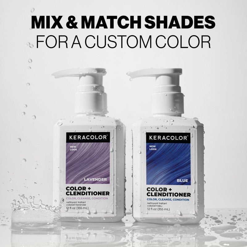 Keracolor Color + Clenditioner 3-in-1 Color-Depositing Conditioner, Gently Cleanses & Conditions, Semi-Permanent Lavender Hair Color, 12 Fl Oz