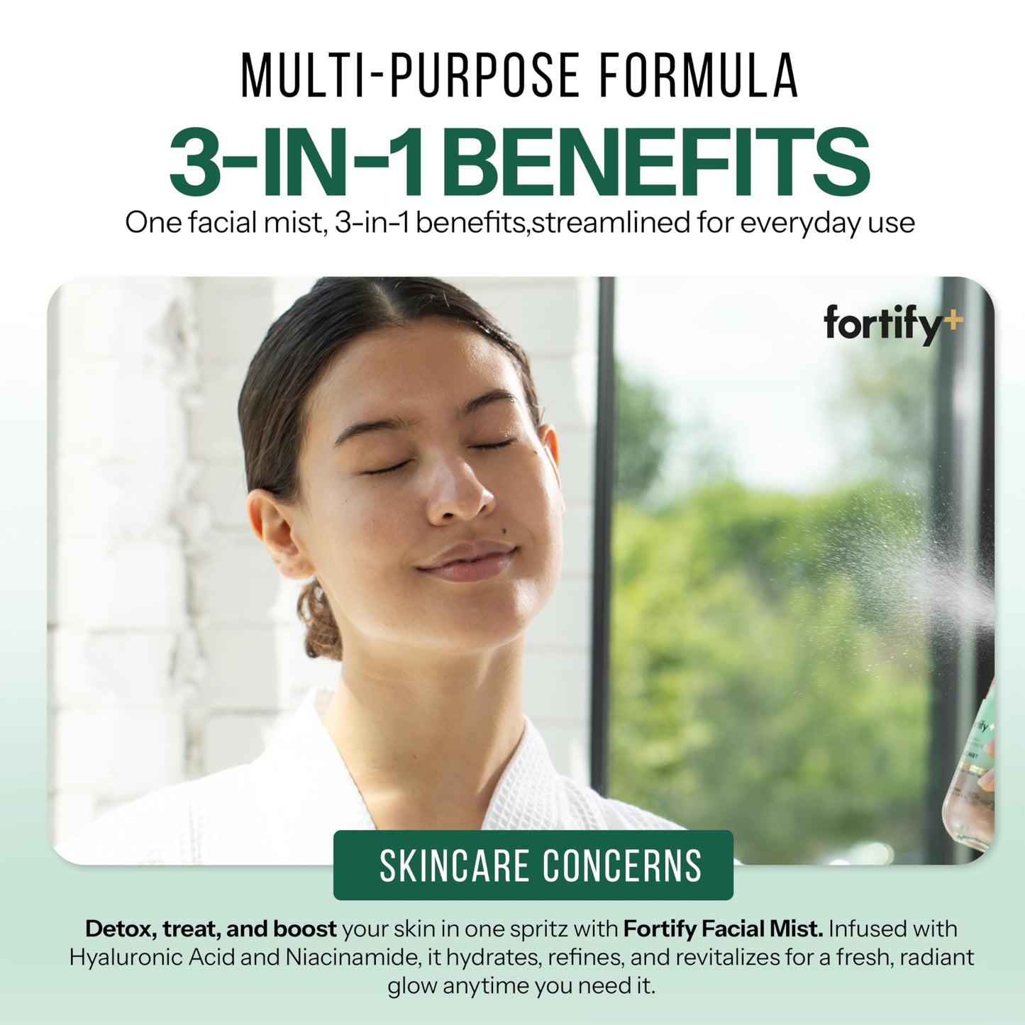 Fortify Hydrating Facial Mist Spray with Hyaluronic Acid & Aloe - Dermatologist Tested