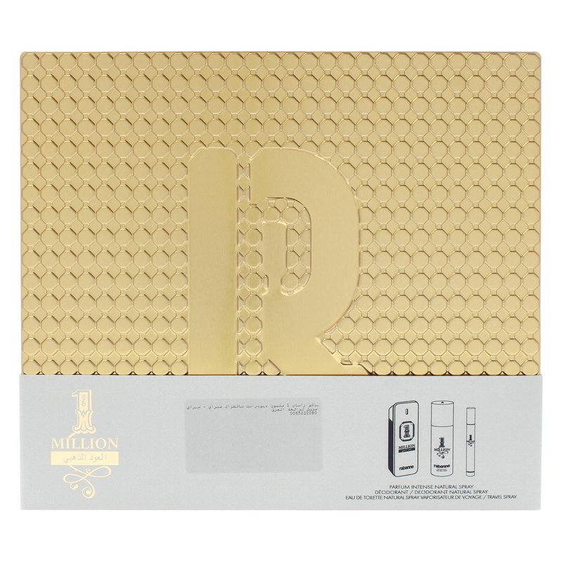 1 Million Golden Intense by Paco Rabanne for Men - 3 Pc Gift Set 3.4oz Parfum Spray, 0.34oz EDT Spray (Mini), 5.1oz Deodorant Spray