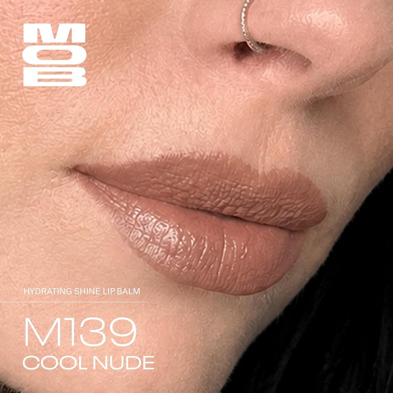 MOB Beauty Hydrating Shine Lip Balm - Cool Nude Tinted Stick with Jojoba & Sunflower Oils | Moisturizing Vegan Formula