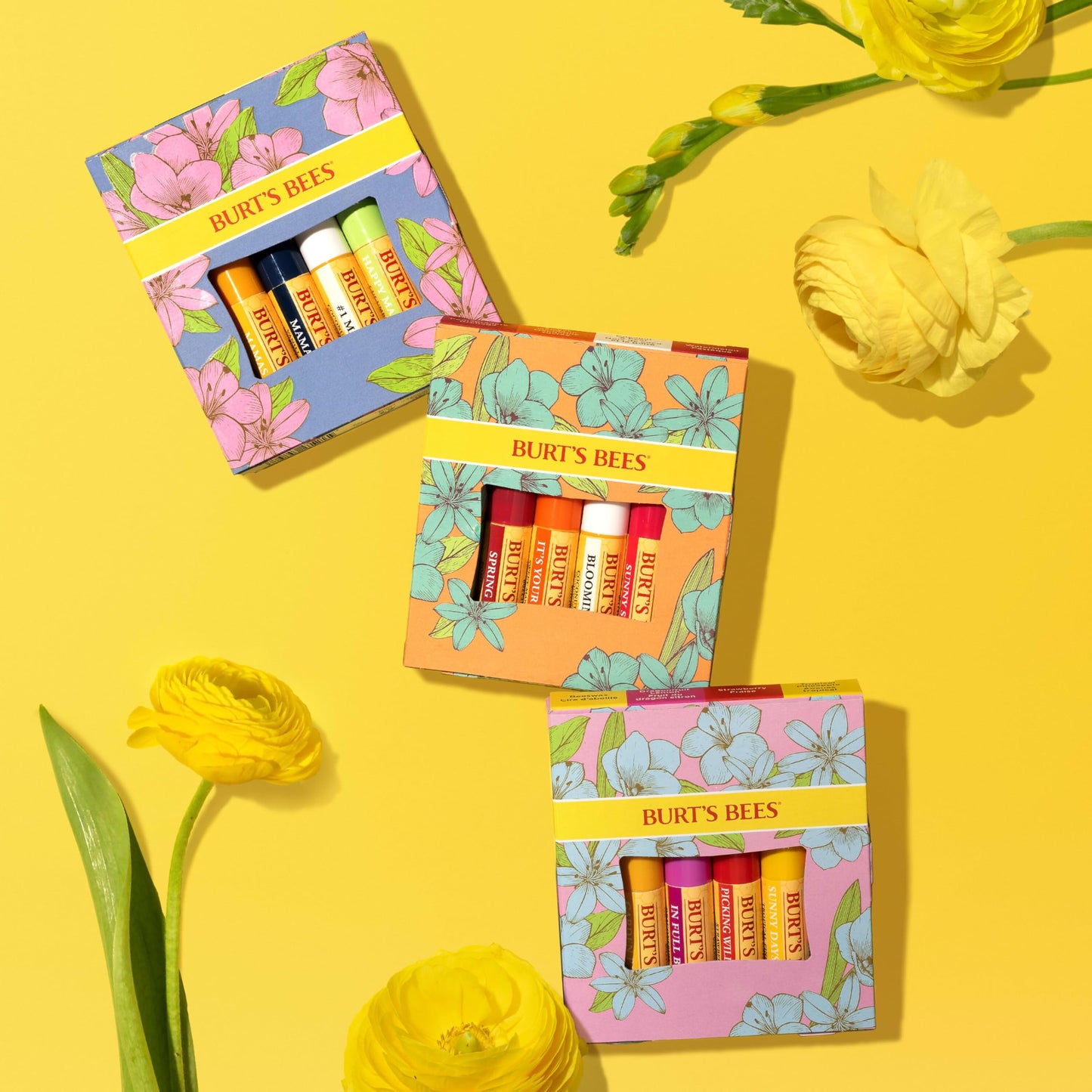 Burt's Bees Gifts Ideas - Balm Bouquet Lip Balm Set, Original Beeswax, Vanilla Bean, Cucumber Mint, Coconut & Pear Pack, Natural Origin Lip Treatment, 4 Tubes, 0.15 oz.