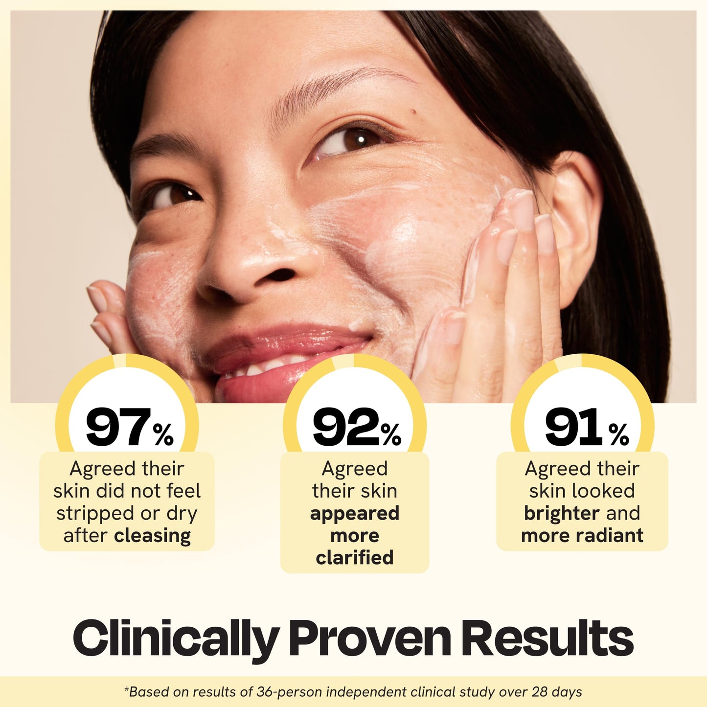 Gleamin Clarifying Brightening Cleanser - 2% Salicylic Acid with Vitamin C Facial Cleanser, PHA & AHA, Unclogs Pores, Gently Exfoliates for All Skin Types, Fragrance Free - 3.4 fl oz