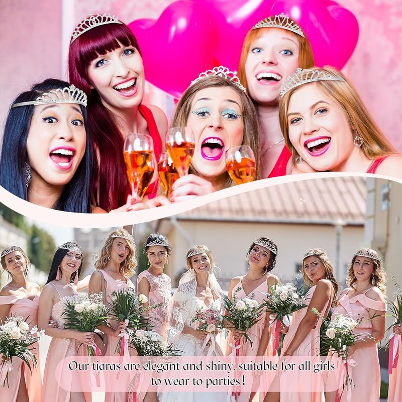 Crystal Tiara Crowns - 24 Pcs Rhinestone Headbands for Women | Perfect for Pageants, Weddings, Birthdays & Parties