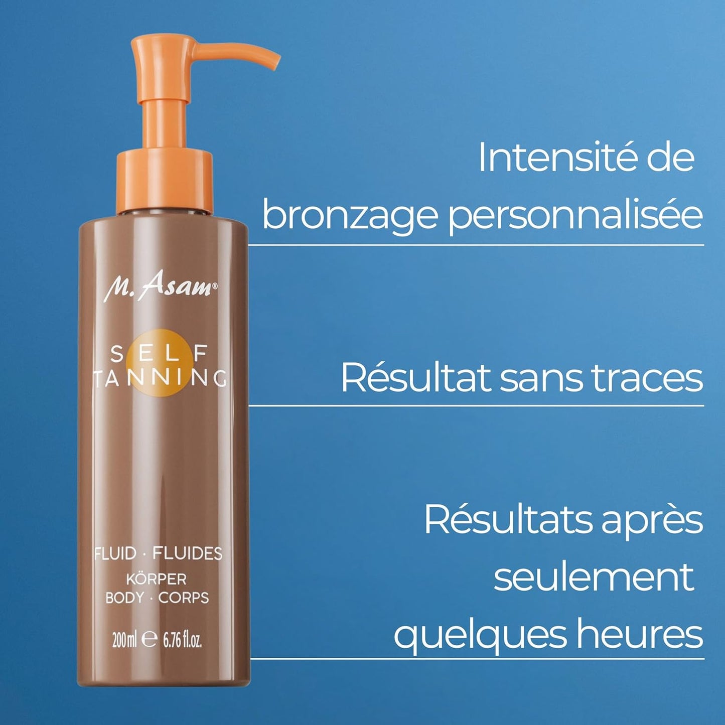 M. Asam Self Tanning Fluid - Natural-Looking Body Self-Tanner | 6.76 Fl Oz, Moisturizing Formula for Long-Lasting Tan
