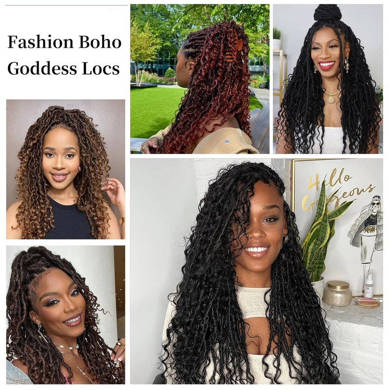 Goddess Locs Crochet Hair - 12 Inch Faux Locs for Black Women | Pre-Looped River Locs with Curly Ends (1B#)