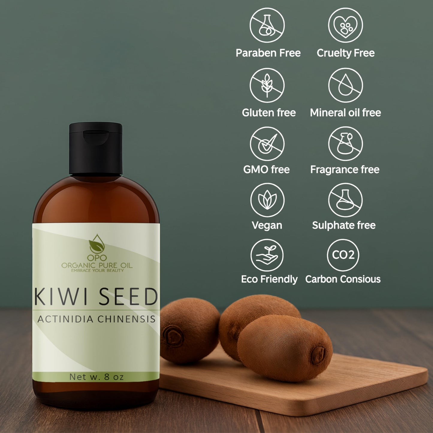 Kiwi Seed Oil - 8 oz - Pure, All Natural, Cold Pressed, Unrefined, Carrier Oil Perfect for Hair, Skin, Scalp, Body Care Vegan Moisturizer, DIY, Cosmetics - Packaging May Vary