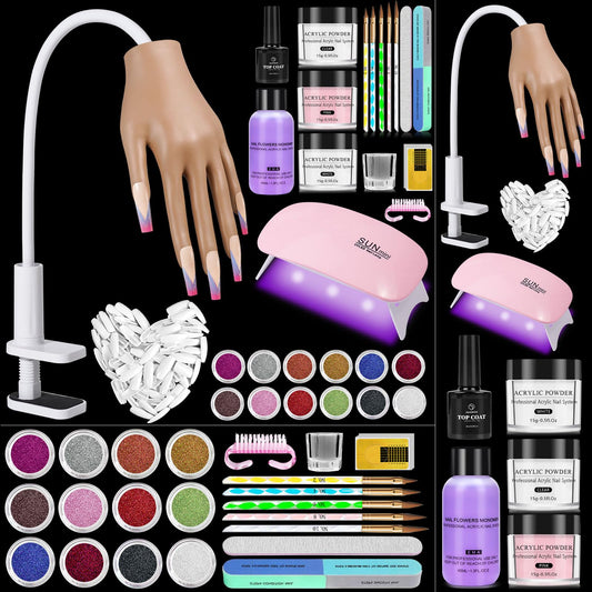 Practice Nail Hand with Acrylic Nail Kit for Beginners Practice Extensions