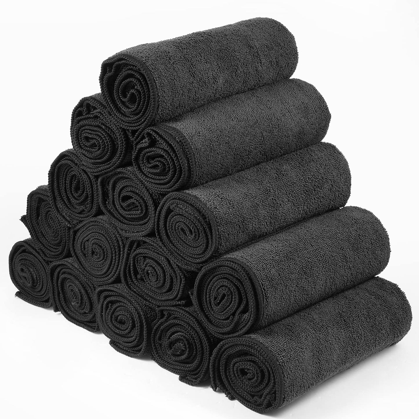 26 Packs of Bleach Proof Salon Towels Absorbent Microfiber Towels Bleach Resistant Salon Hand Towels for Gym, Bath, Spa, Shaving, Shampoo, Home Hair Drying, 16 x 28 Inches (Black)