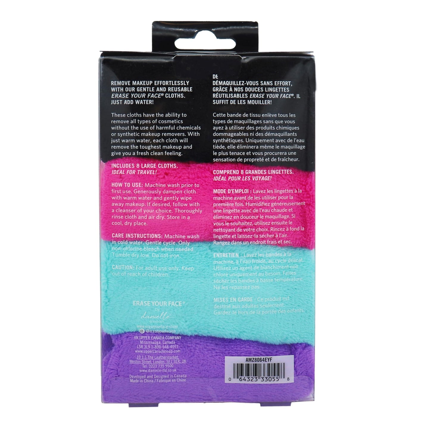 ERASE YOUR FACE Makeup Remover Cloths - Reusable Microfiber Face Towels to Cleanse & Remove Makeup - Water Activated, Dual-Sided Design for Easy Use, Great Bachelorette & Bridesmaid Gift (8 Count)