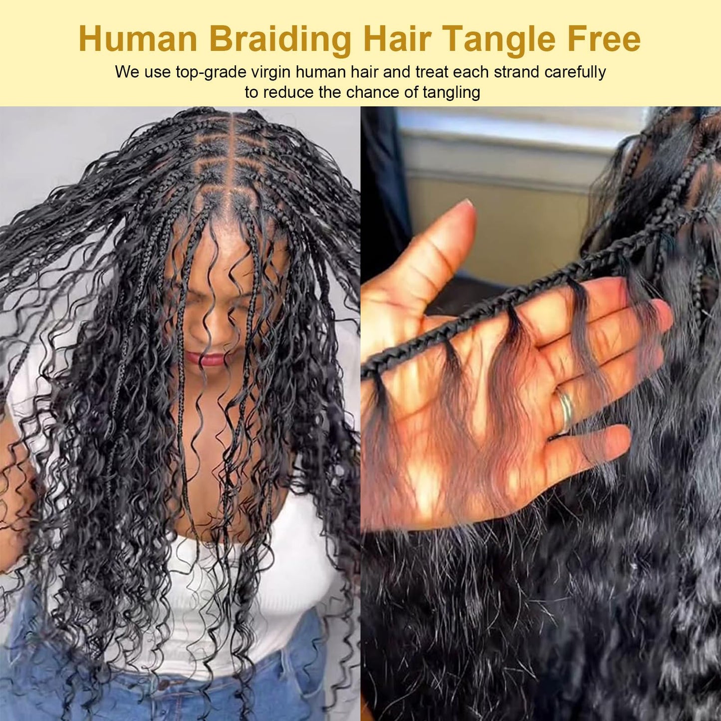 Human Braiding Hair Curly Bulk Human Hair for Braiding No Weft Human Hair Bundles for Braiding Wet and Wavy Human Hair Braiding Hair for Boho Box Braids 100g Per Pack CNZZJX