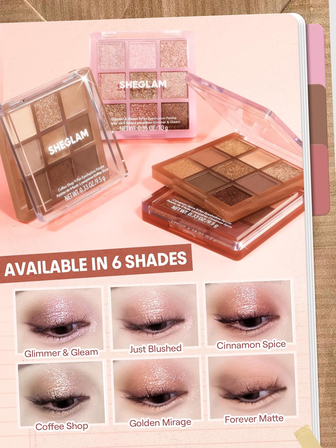 SHGLAM 9-Color Eyeshadow Palette - Ultra-Pigmented Shimmer & Matte Shades | Vegan & Cruelty-Free