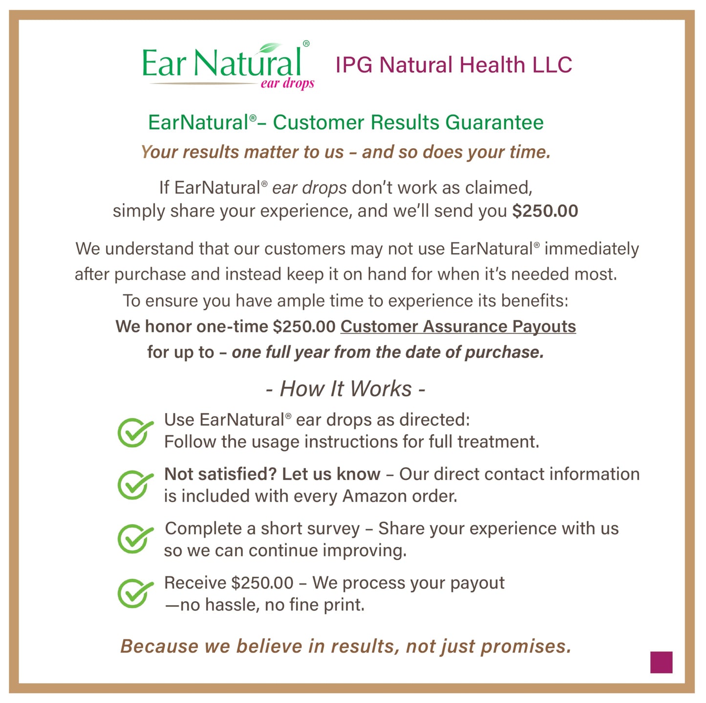 EarNatural® – Treatment for Middle-Ear Infections, Earache, Itching – Relief in Less Than a Minute - in a Single Treatment – 100% Natural Ingredients, Made in USA – US Patents Issued & Pending