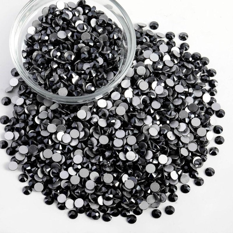 Flatback Rhinestones Bulk - 14400pcs Jet Hematite SS16 for Nail Art, Crafts & DIY | 3.8-4.0mm