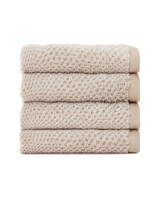 Cozy Earth Nantucket 60% Cotton 40% Viscose from Bamboo Washcloth - 600 GSM Plush & Fast-Drying with Rice Weave Pattern - 4 Pack 13" x 13" Luxury Washcloth - Sand