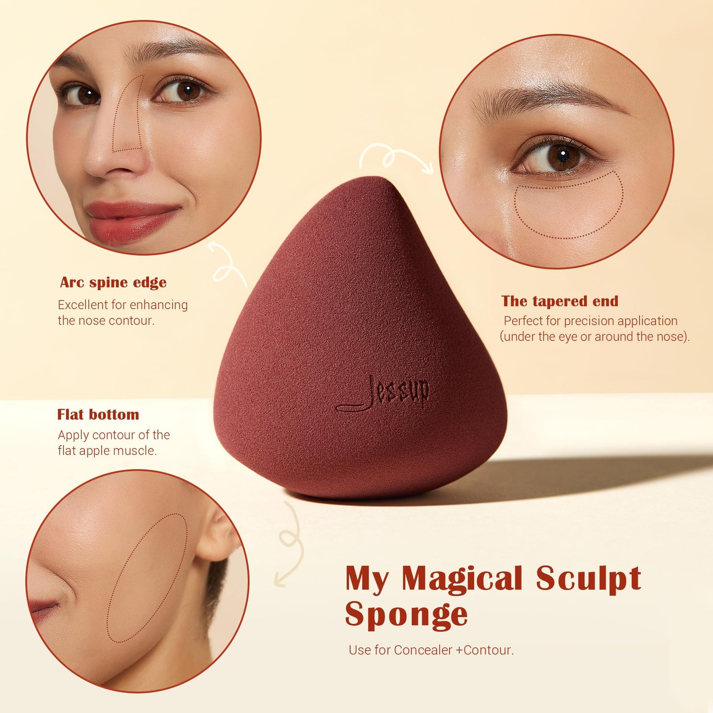 Jessup Double Sided Makeup Brushes Set T502 Bundled with Makeup Sponge Set SP013